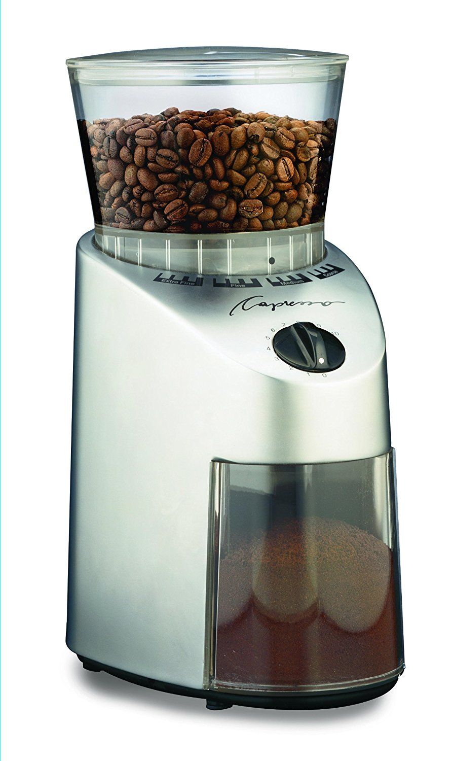 Moledor de café Capresso diseño elegante y fácil de usar.