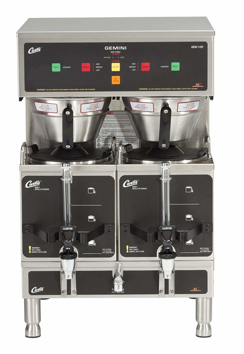 Wilbur Curtis Gemini 1.5 Gallon Satellite Coffee Dispenser With Decaf Faucet - GEM-3D