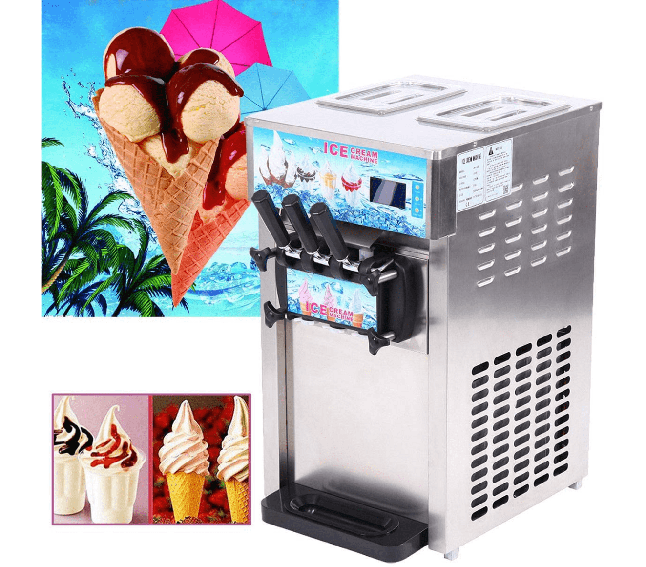 Máquina para hacer helados para helados, sorbetes + yogurt helado