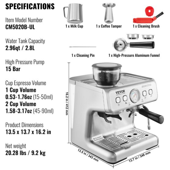 Cafetera expreso VEVOR con molinillo