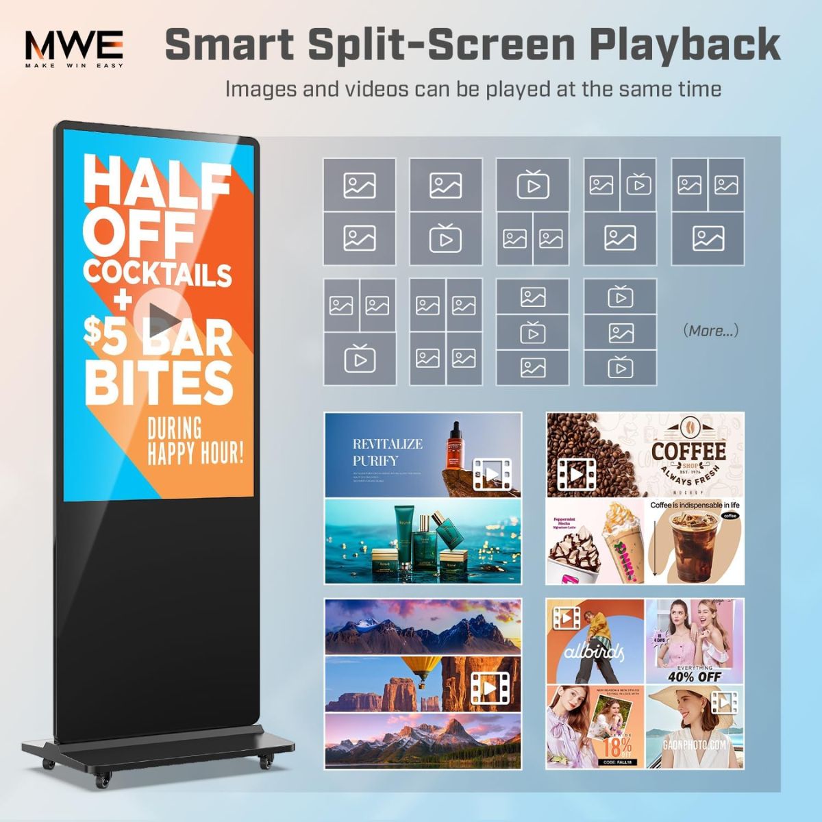 Alquiler de pantalla LED para mostrar menús, precios y catálogos en restaurantes, stands y ferias.