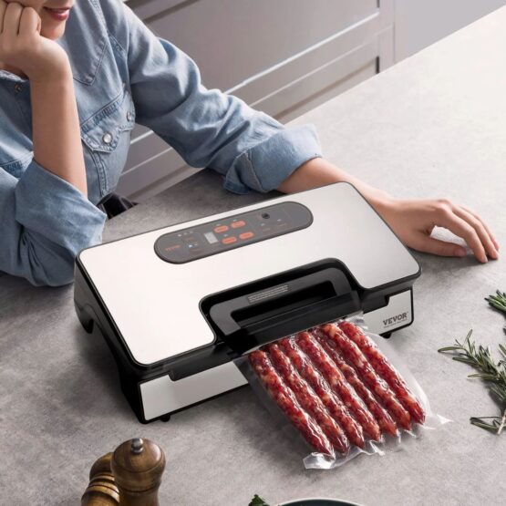 Sellado profesional de carnes, pescados y alimentos húmedos con el sistema de bomba dual de Vevor.