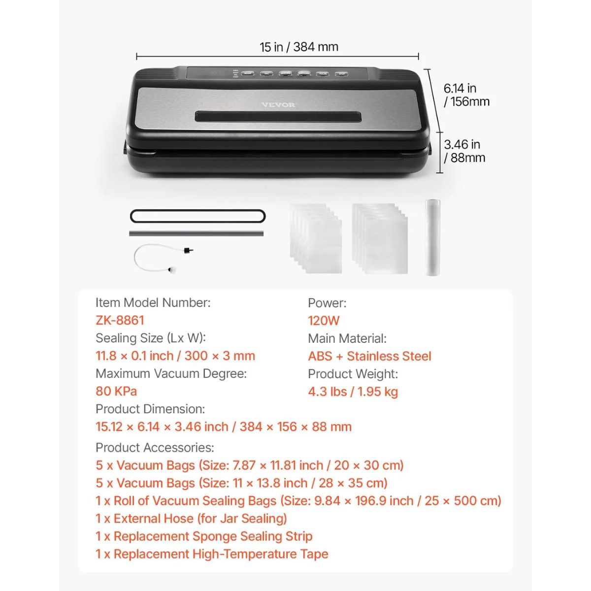 "equipo de sellado al vacío VEVOR con cortador integrado"