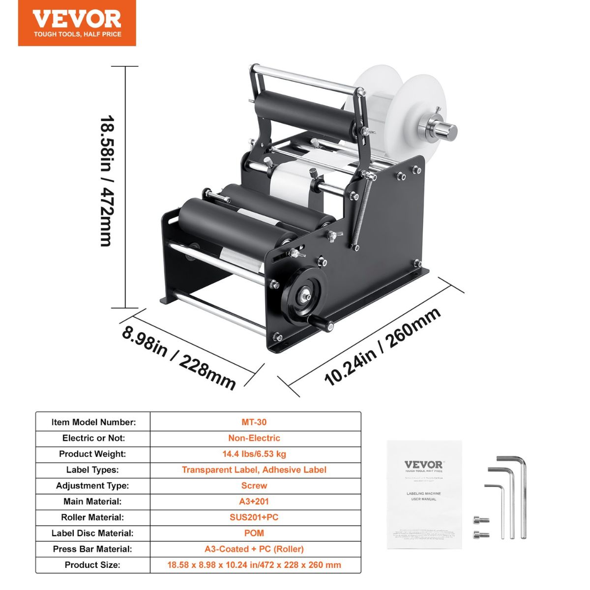 Manivela ergonómica para la etiquetadora manual